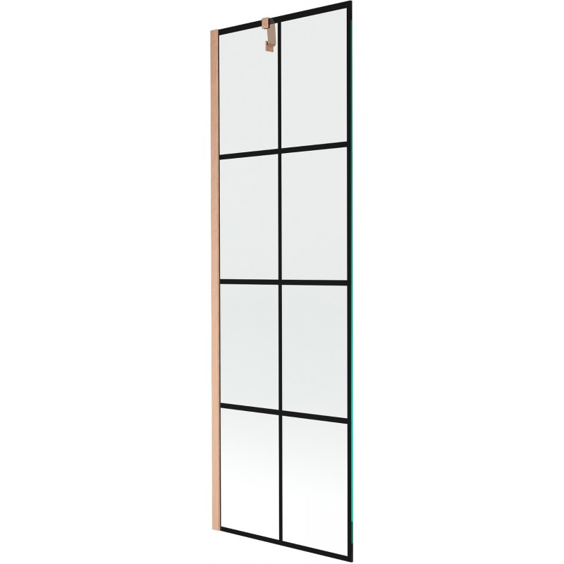 Mexen Next 1-wing bathtub screen 60 x 150 cm, black pattern, brushed copper - 895-060-000-00-77-65
