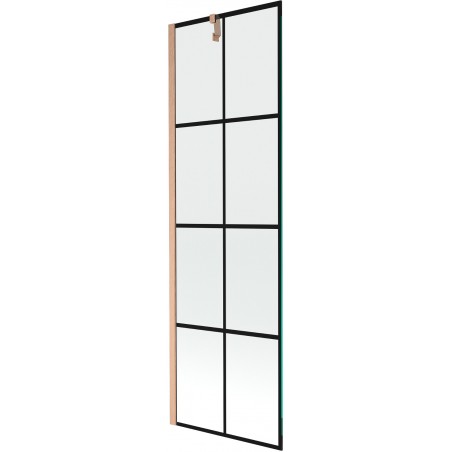 Mexen Next 1-panel bathtub screen 60 x 150 cm, black grid, brushed copper - 895-060-000-00-77-65