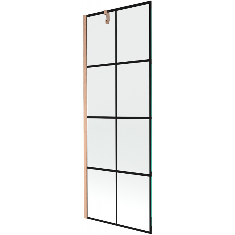 Mexen Next 1-panel shower screen 70 x 150 cm, black grid, brushed copper - 895-070-000-00-77-65
