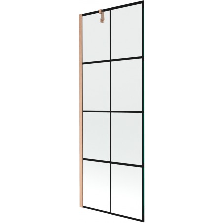 Mexen Next 1-wing Bath Screen 70 x 150 cm, Black Pattern, Brushed Copper - 895-070-000-00-77-65