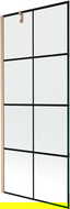 Mexen Next 1-panel bathtub screen 80 x 150 cm, black grid, brushed copper - 895-080-000-00-77-65