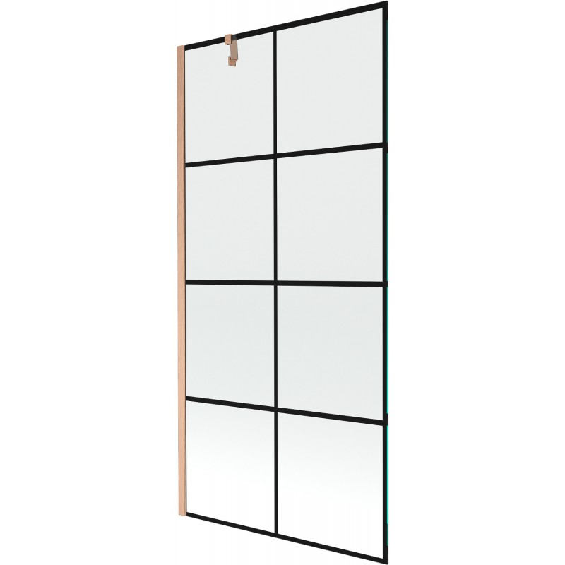 Mexen Next shower screen 1-wing 90 x 150 cm, black pattern, brushed copper - 895-090-000-00-77-65