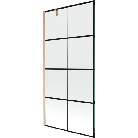 Mexen Next shower screen 1-wing 90 x 150 cm, black pattern, brushed copper - 895-090-000-00-77-65