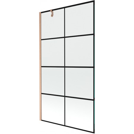 Mexen Next 1-wing shower screen 100 x 150 cm, black grid, brushed copper - 895-100-000-00-77-65