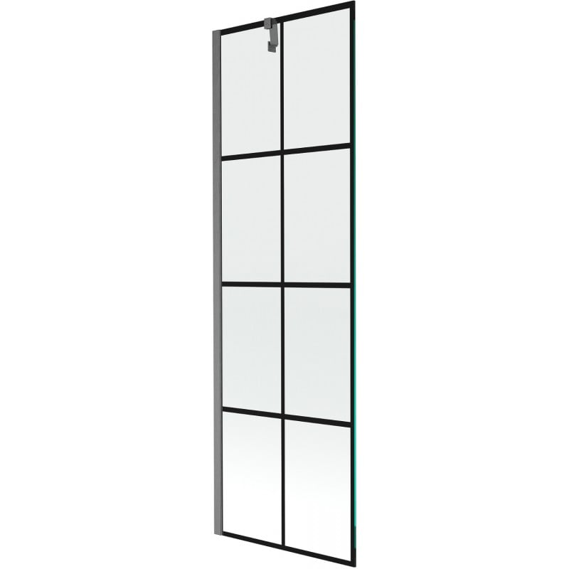 Mexen Next 1-wing Bath Screen 60 x 150 cm, Black Grid, Brushed Gun Gray - 895-060-000-00-77-66