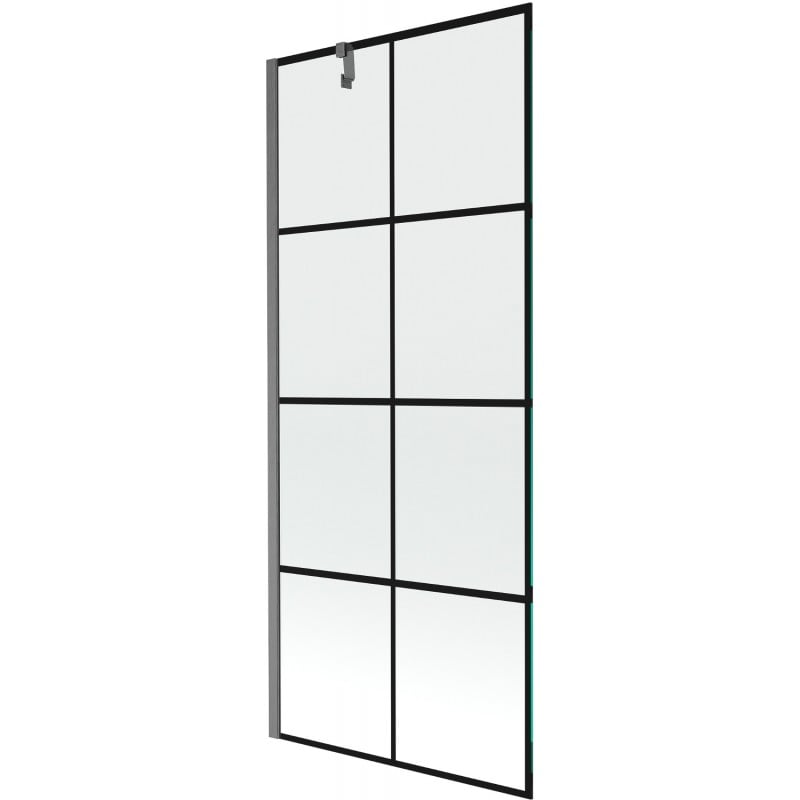 Mexen Next 1-wing Bath Screen 80 x 150 cm, Black Grid, Brushed Gun Gray - 895-080-000-00-77-66