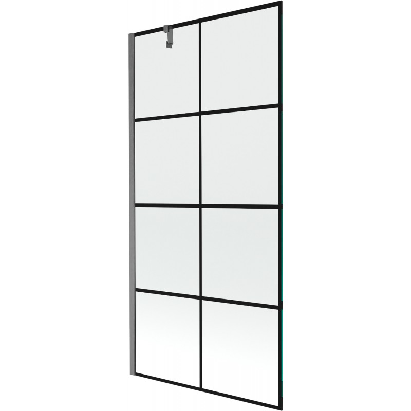 Mexen Next 1-wing bath screen 90 x 150 cm, black pattern, brushed gun gray - 895-090-000-00-77-66