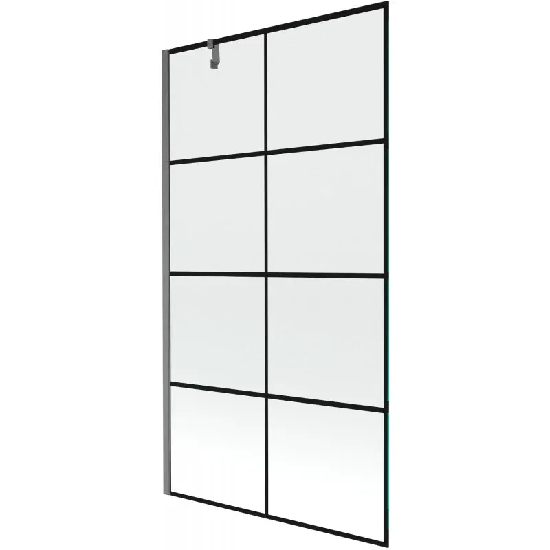 Mexen Next 1-wing Bath Screen 100 x 150 cm, Black Grid, Brushed Gun Gray - 895-100-000-00-77-66