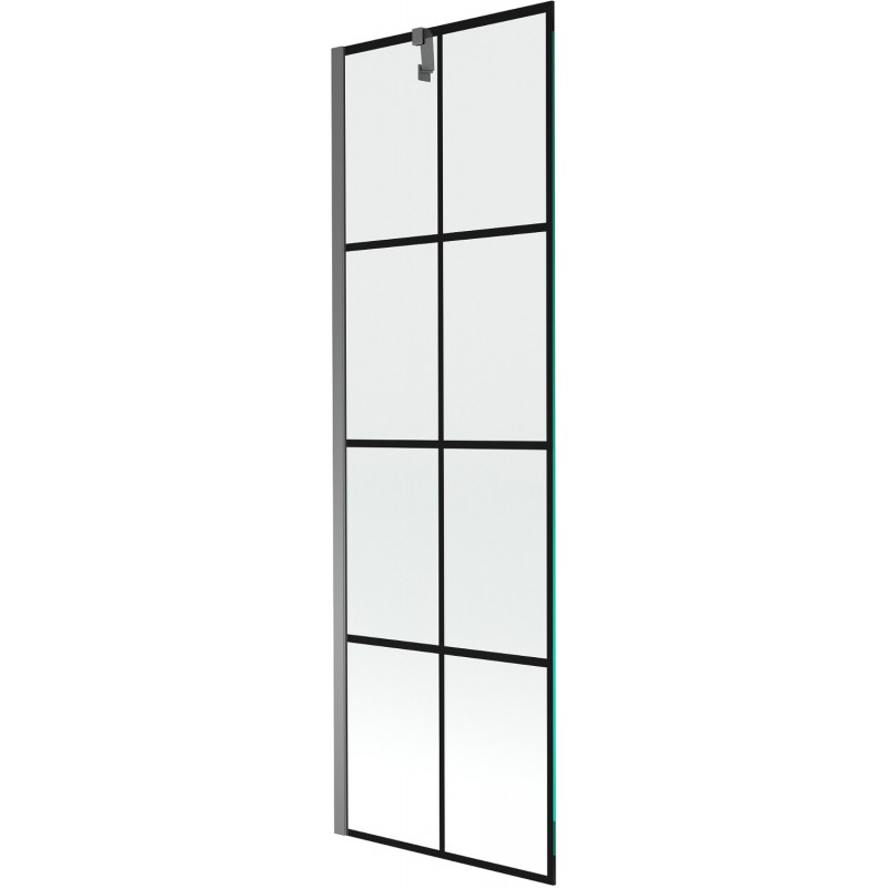 Mexen Next 1-panel Bath Screen 60 x 150 cm, Black Pattern, Gun Metal - 895-060-000-00-77-95