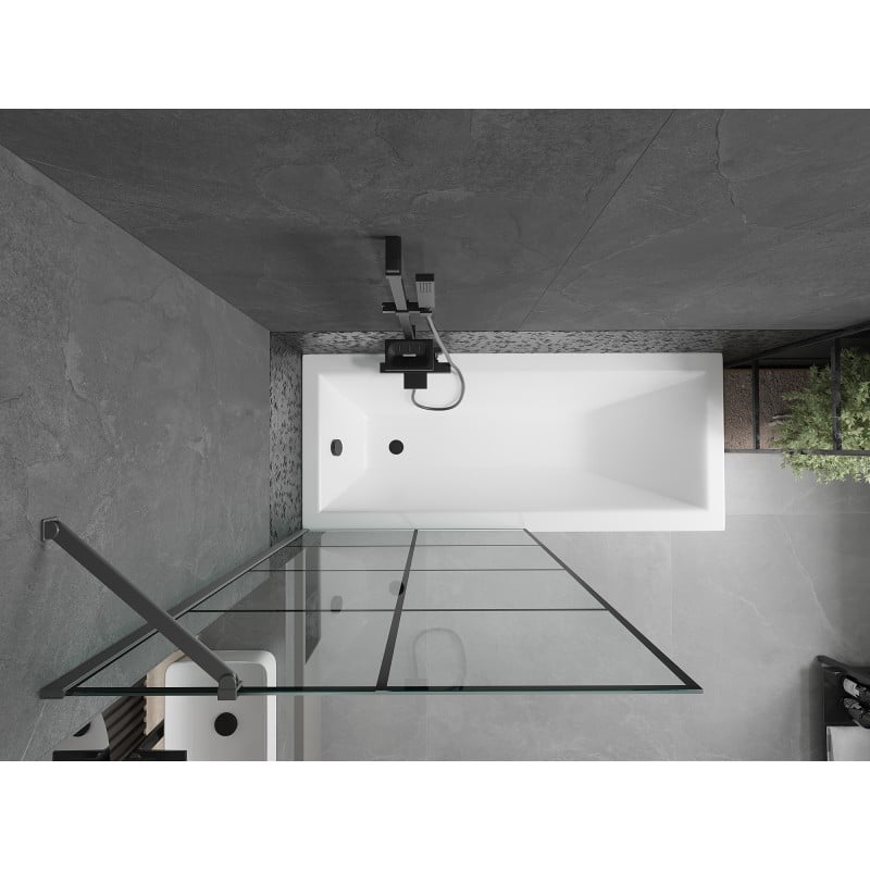Mexen Next 1-wing shower screen 90 x 150 cm, black grid, gun metal - 895-090-000-00-77-95