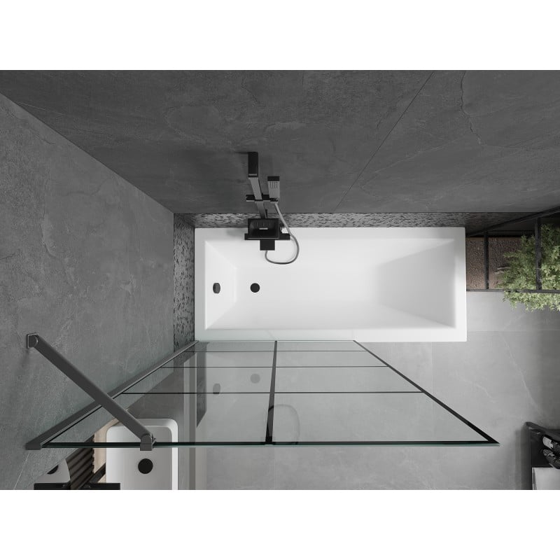 Mexen Next 1-wing Bath Screen 100 x 150 cm, Black Grid, Gun Metal - 895-100-000-00-77-95