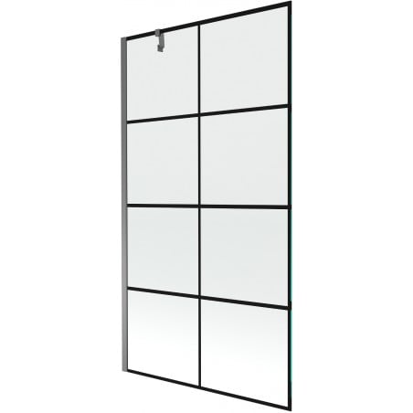 Mexen Next 1-wing Bath Screen 100 x 150 cm, Black Grid, Gun Metal - 895-100-000-00-77-95