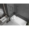 Mexen Next 1-wing bath screen 50 x 150 cm, black grid, brushed nickel - 895-050-000-00-77-97