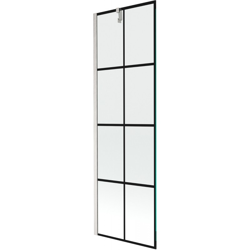 Mexen Next 1-panel bath screen 60 x 150 cm, black pattern, brushed nickel - 895-060-000-00-77-97
