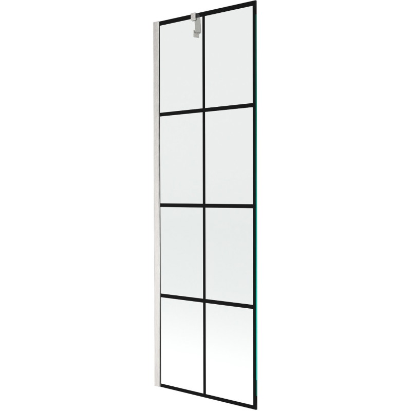 Mexen Next 1-panel bathtub screen 60 x 150 cm, black grid, brushed nickel - 895-060-000-00-77-97