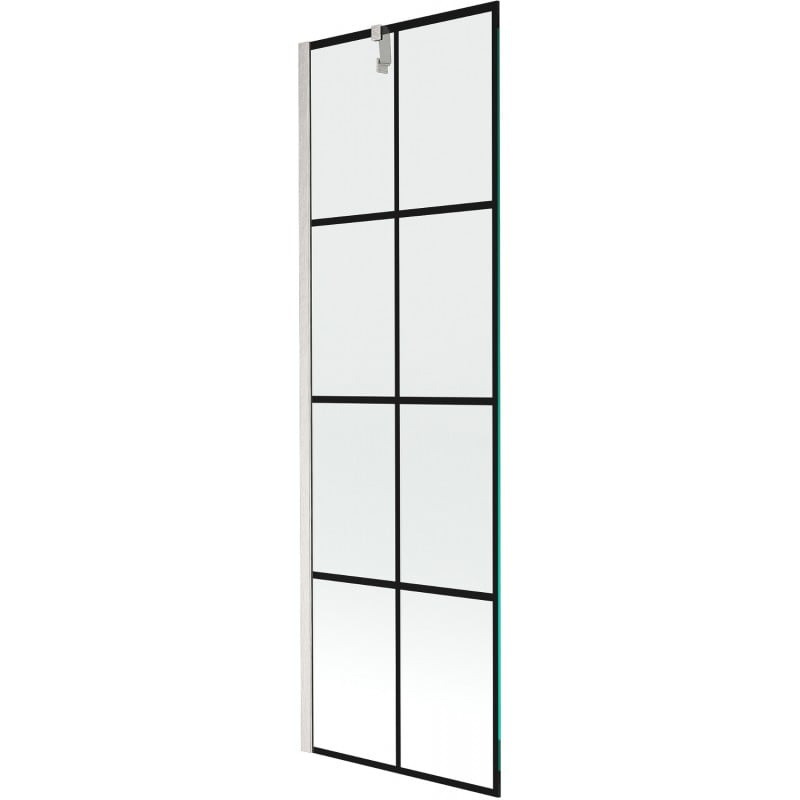 Mexen Next 1-Wing Bath Screen 60 x 150 cm, Black Grid, Brushed Nickel - 895-060-000-00-77-97