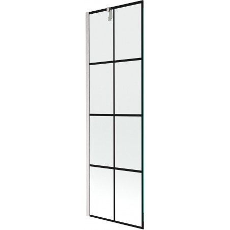 Mexen Next 1-panel bath screen 60 x 150 cm, black pattern, brushed nickel - 895-060-000-00-77-97