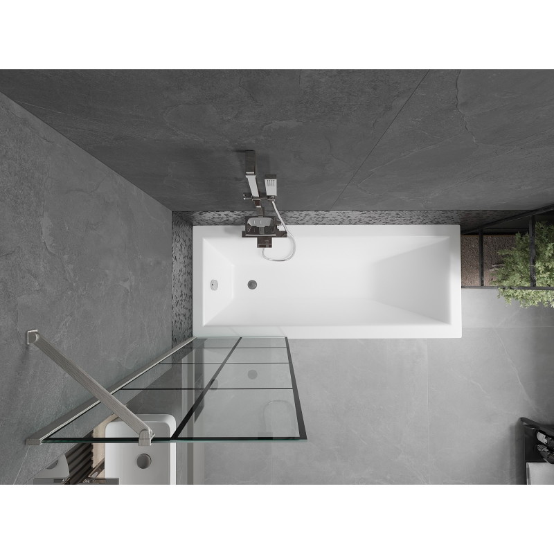 Mexen Next 1-panel bathtub screen 60 x 150 cm, black grid, brushed nickel - 895-060-000-00-77-97