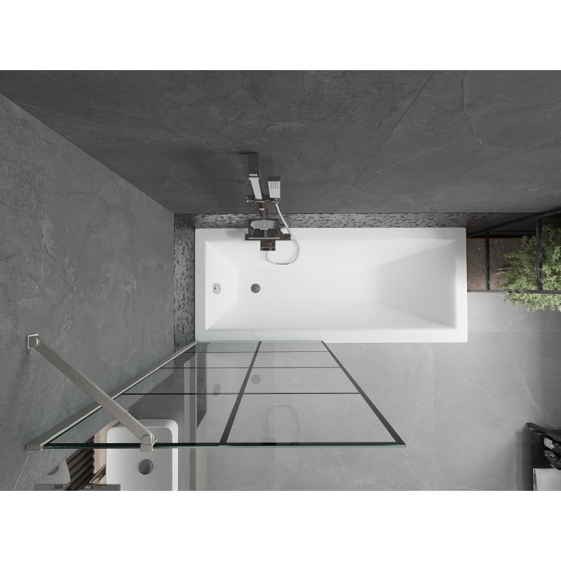 Mexen Next single-panel bathtub screen 80 x 150 cm, black grid, brushed nickel - 895-080-000-00-77-97