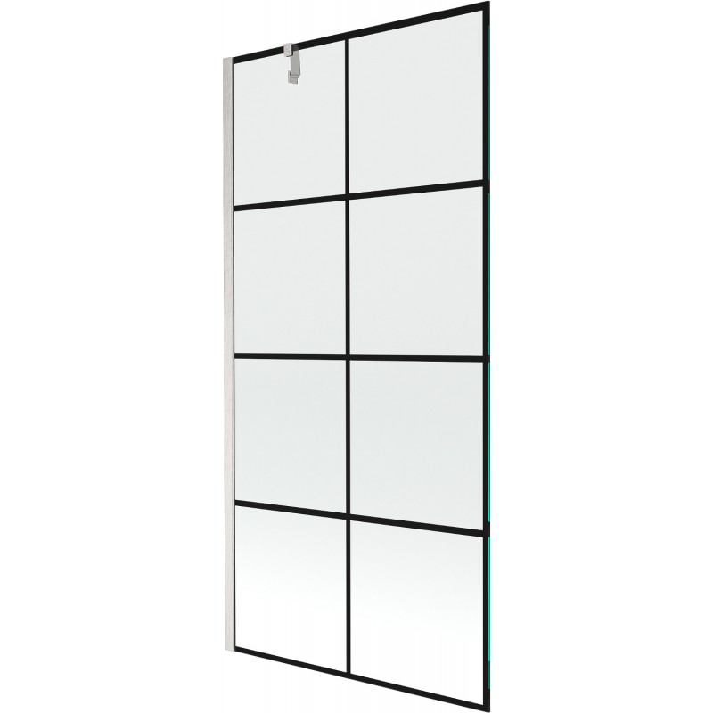Mexen Next 1-panel shower screen 90 x 150 cm, black grid, brushed nickel - 895-090-000-00-77-97