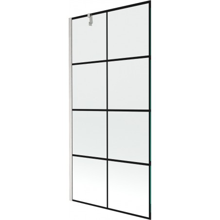 Mexen Next 1-panel shower screen 90 x 150 cm, black grid, brushed nickel - 895-090-000-00-77-97
