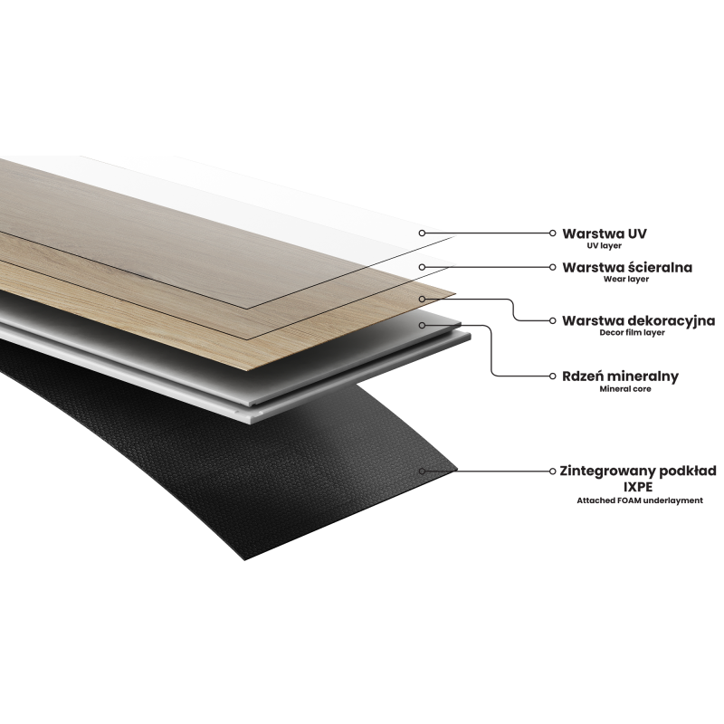 Mexen Portland  vinyl panels 1240 x 182 mm SPC 6.5 mm, IXPE underlay 1.5 mm, 4 V-Groove, Walnut - F1071-1240-182-505-4V1-03