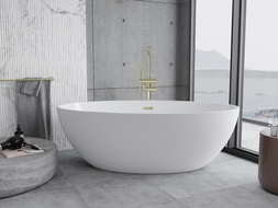 Mexen Nike freestanding bathtub 175 x 100 cm, white, gold overflow - 54071751000-50