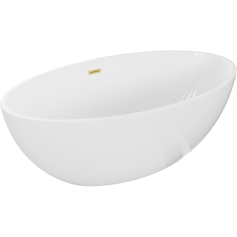 Mexen Nike freestanding bathtub 175 x 100 cm, white, brushed gold overflow - 54071751000-55