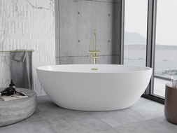 Mexen Nike freestanding bathtub 175 x 100 cm, white, brushed gold overflow - 54071751000-55