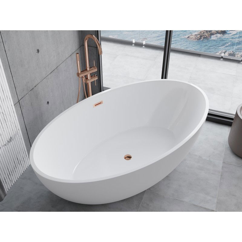 Mexen Nike free-standing bathtub 175 x 100 cm, white, rose gold overflow - 54071751000-60