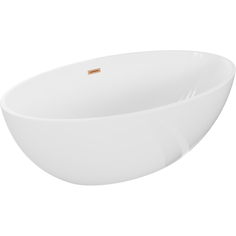 Mexen Nike freestanding bath 175 x 100 cm, white, brushed copper overflow - 54071751000-65