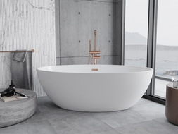 Mexen Nike freestanding bath 175 x 100 cm, white, brushed copper overflow - 54071751000-65