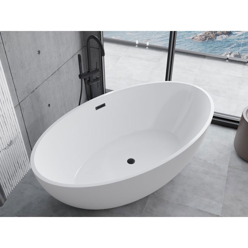 Mexen Nike freestanding bathtub 175 x 100 cm, white, black overflow - 54071751000-70