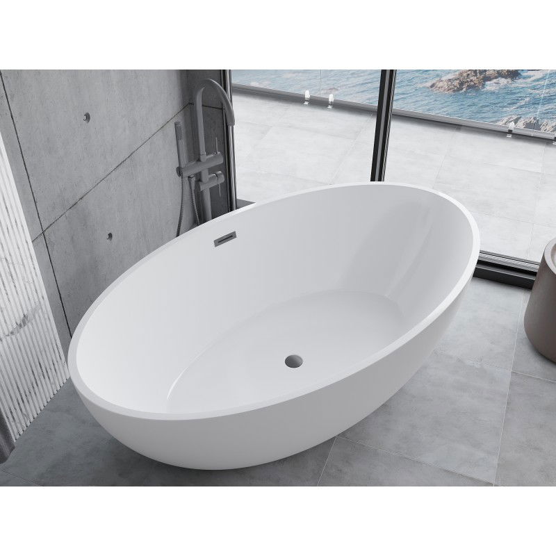 Mexen Nike freestanding bath 175 x 100 cm, white, overflow gun metal - 54071751000-95