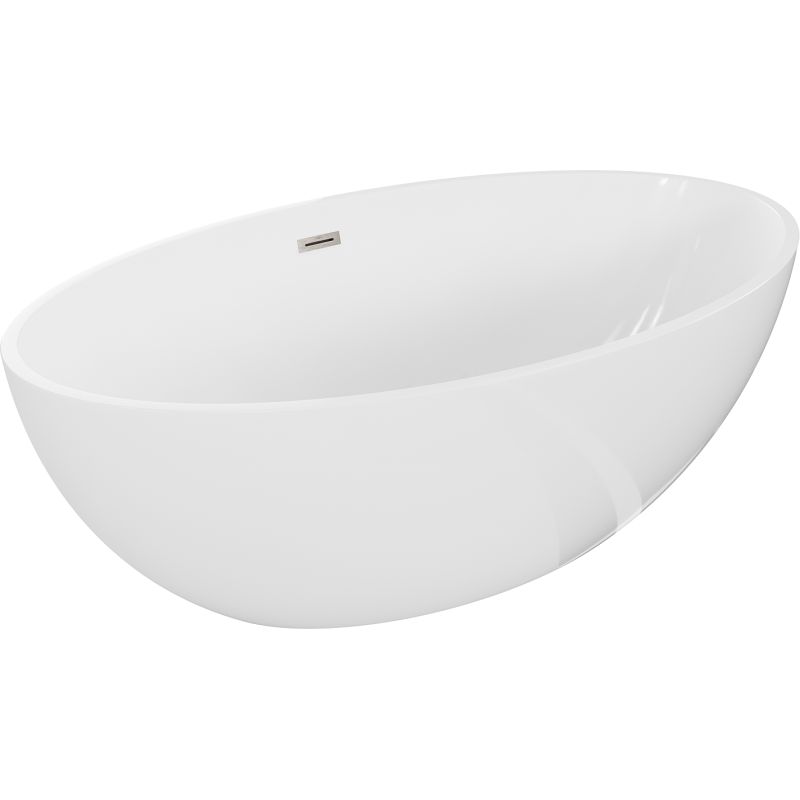 Mexen Nike freestanding bath 175 x 100 cm, white, brushed nickel overflow - 54071751000-97