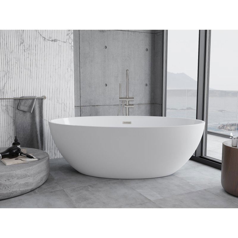 Mexen Nike freestanding bath 175 x 100 cm, white, brushed nickel overflow - 54071751000-97