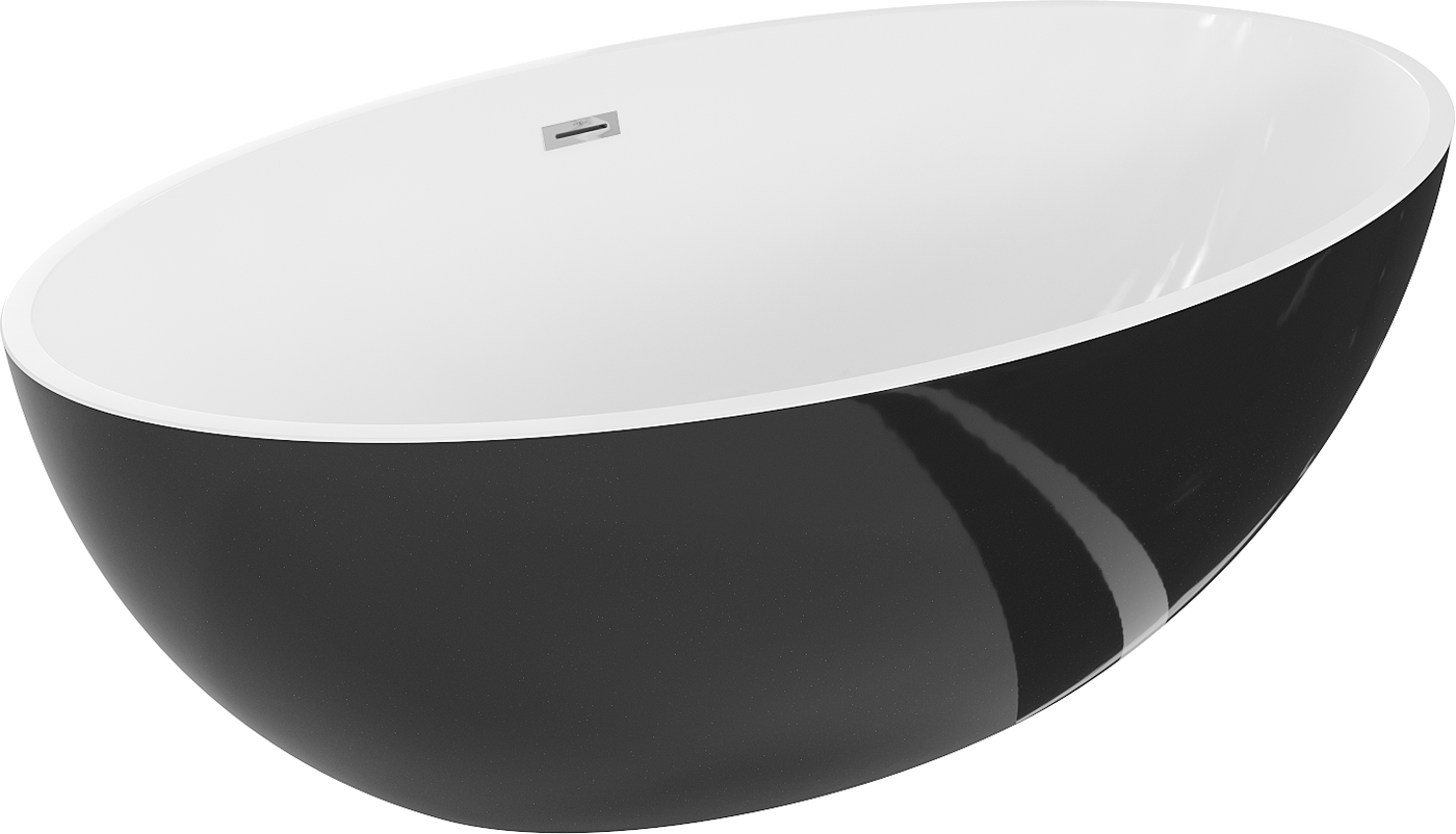 Mexen Nike freestanding bathtub 175 x 100 cm, white/black, chrome overflow - 54071751075-01
