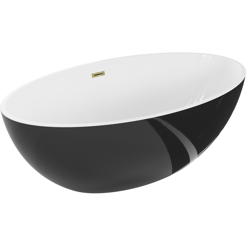 Mexen Nike freestanding bathtub 175 x 100 cm, white/black, gold overflow - 54071751075-50