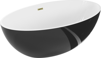 Mexen Nike freestanding bathtub 175 x 100 cm, white/black, gold overflow - 54071751075-50