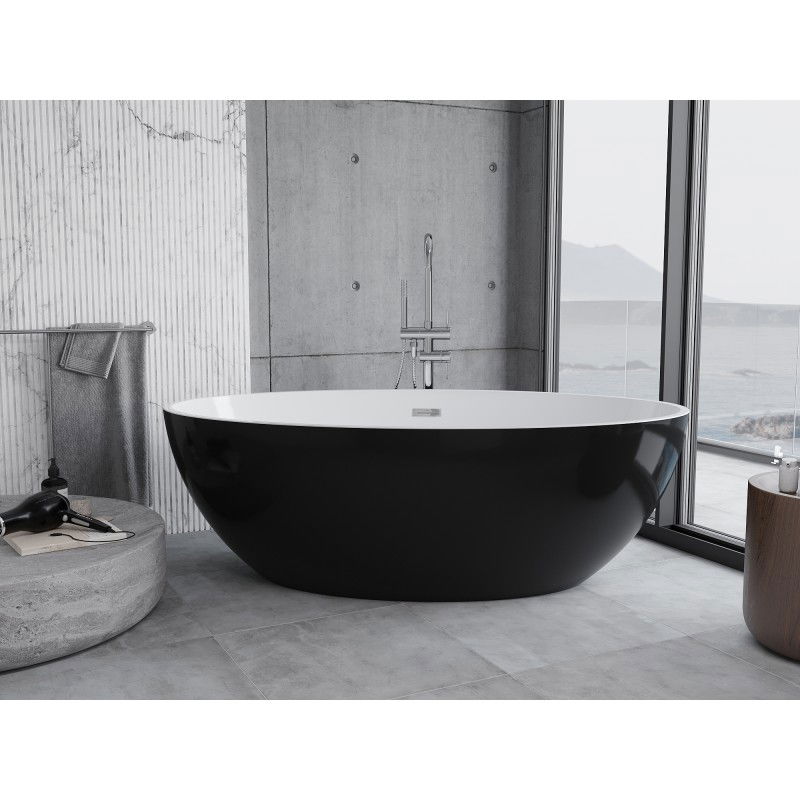 Mexen Nike Freestanding Bath 175 x 100 cm, White/Black, Chrome Overflow - 54071751075-01