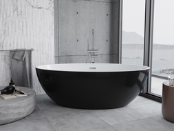 Mexen Nike freestanding bathtub 175 x 100 cm, white/black, chrome overflow - 54071751075-01