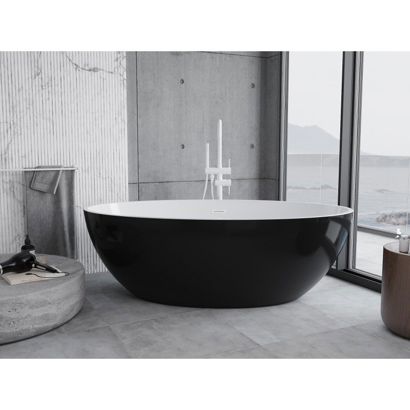 Mexen Nike freestanding bath 175 x 100 cm, white/black, white overflow - 54071751075-20