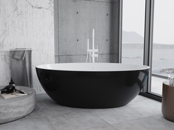 Mexen Nike freestanding bath 175 x 100 cm, white/black, white overflow - 54071751075-20