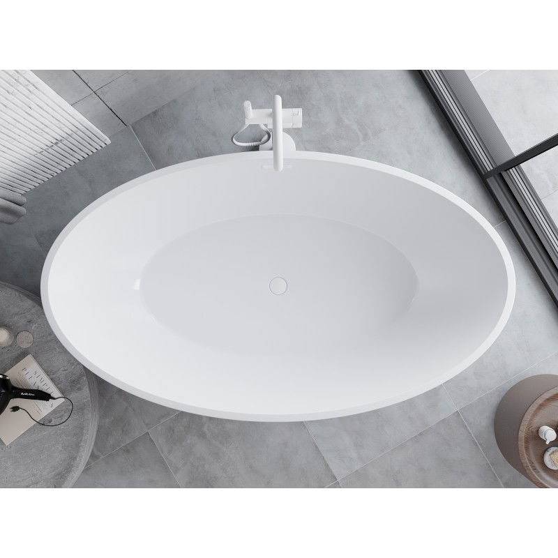 Mexen Nike freestanding bath 175 x 100 cm, white/black, white overflow - 54071751075-20