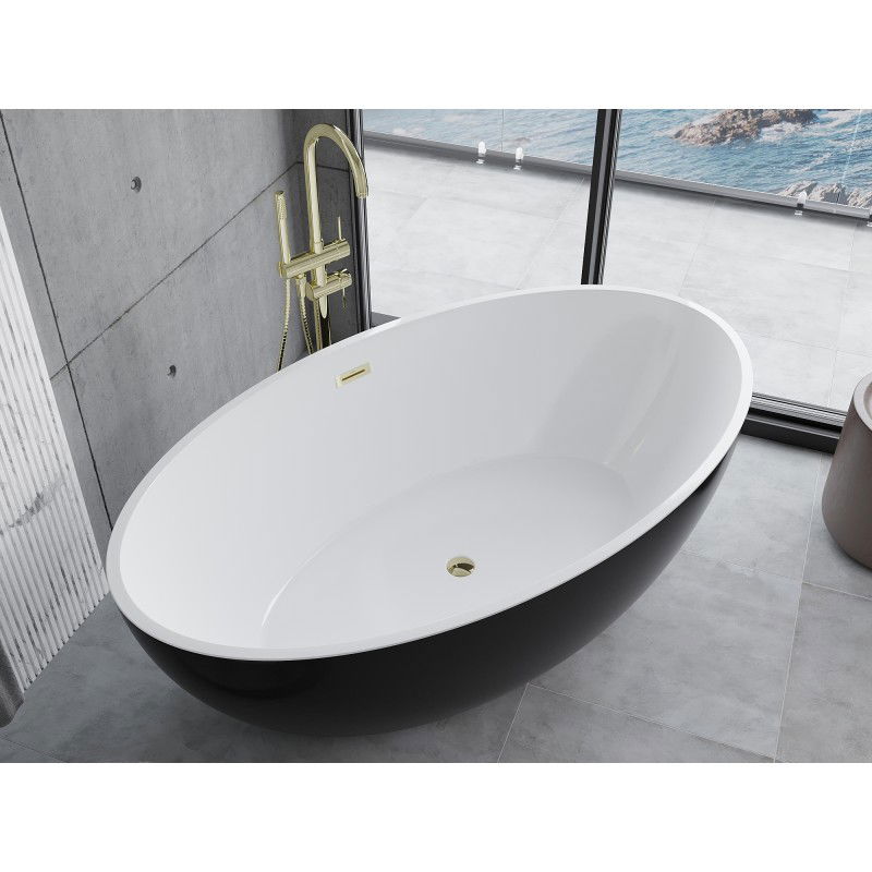 Mexen Nike Freestanding Bathtub 175 x 100 cm, White/Black, Gold Overflow - 54071751075-50