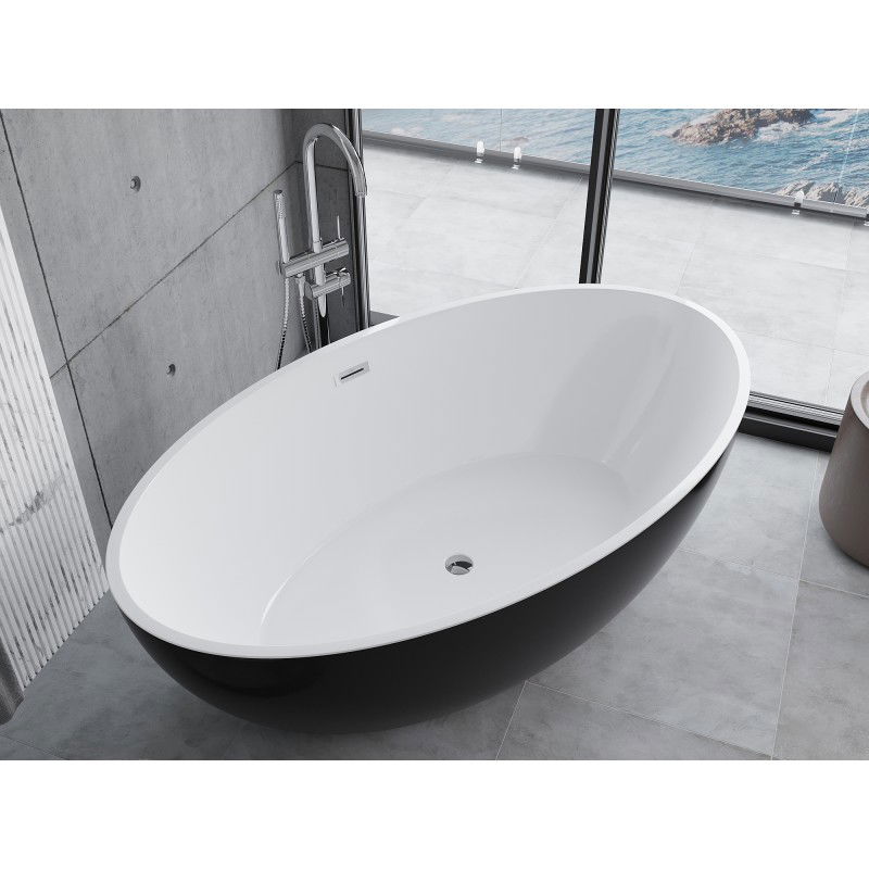 Mexen Nike Freestanding Bath 175 x 100 cm, White/Black, Chrome Overflow - 54071751075-01