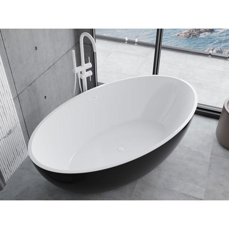 Mexen Nike freestanding bath 175 x 100 cm, white/black, white overflow - 54071751075-20