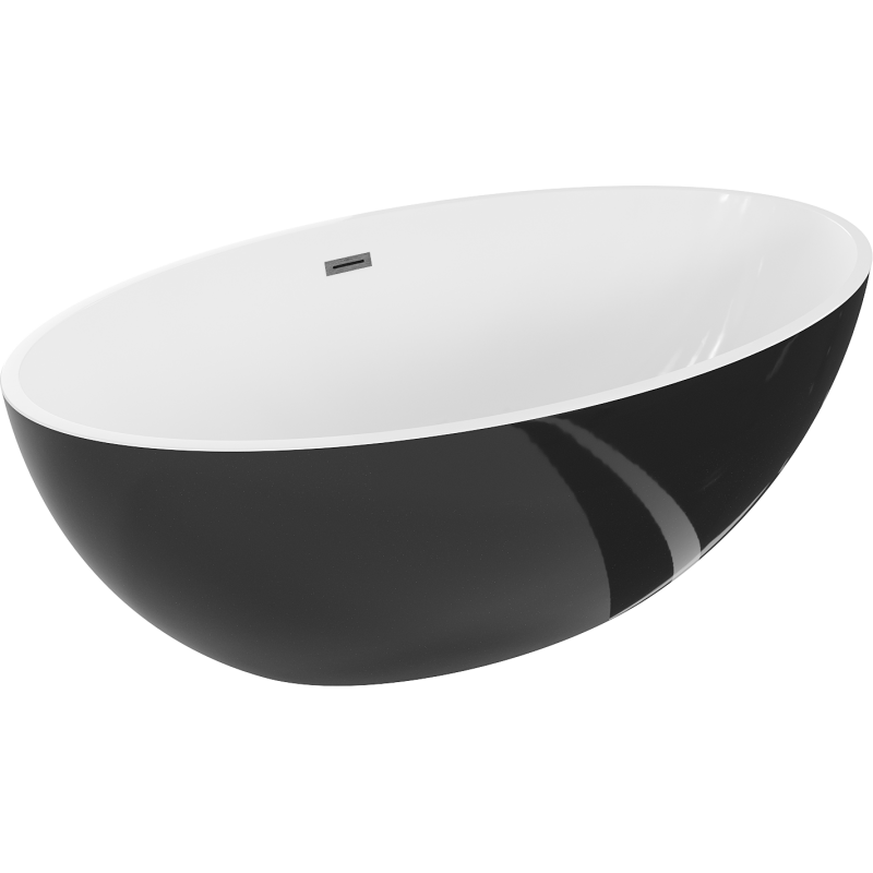 Mexen Nike freestanding bath 175 x 100 cm, white/black, brushed gun gray overflow - 54071751075-66