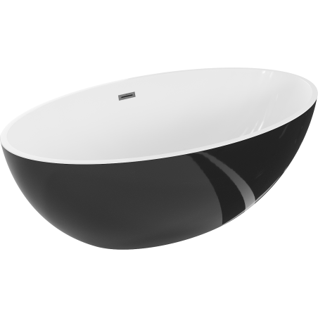 Mexen Nike freestanding bath 175 x 100 cm, white/black, brushed gun gray overflow - 54071751075-66