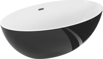 Mexen Nike freestanding bath 175 x 100 cm, white/black, brushed gun gray overflow - 54071751075-66
